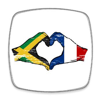 Jamaica France Hands Heart Shape Used - Square fridge magnet - white - Front
