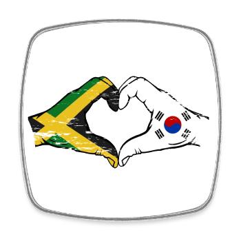 Jamaïque Corée du Sud mains forme de coeur utilisé - Magnet carré - blanc - Devant