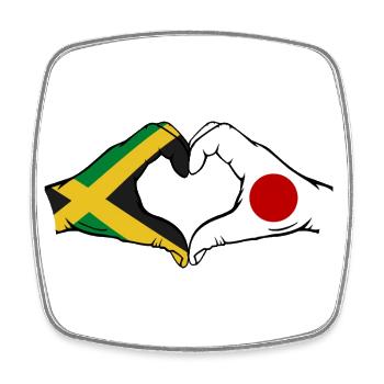Jamaïque Japon Mains Forme Coeur - Magnet carré - blanc - Devant