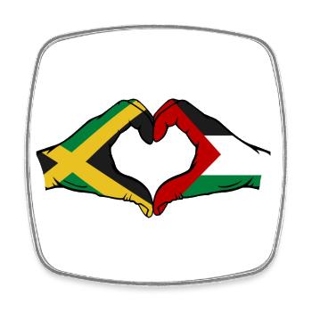 Jamaica Palestine Hands Heart Shape - Square fridge magnet - white - Front