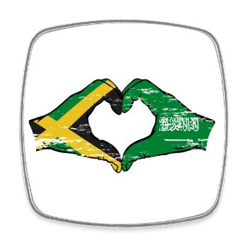 Jamaïque Arabie Saoudite Mains Forme de Coeur Utilisé - Magnet carré - blanc - Devant