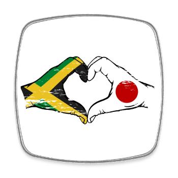 Jamaïque Japon Mains Forme Coeur Utilisé - Magnet carré - blanc - Devant