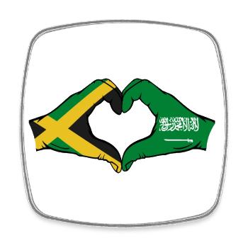 Jamaica Saudi Arabia Hands Heart Shape - Square fridge magnet - white - Front