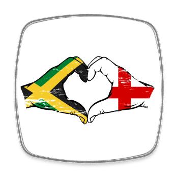 Jamaika England Hände Herzform used - Viereckiger Kühlschrankmagnet - Weiß - Vorne