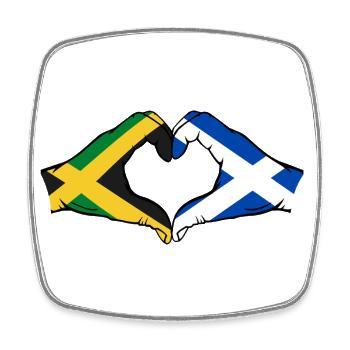 Jamaika Schottland Hände Herzform - Viereckiger Kühlschrankmagnet - Weiß - Vorne