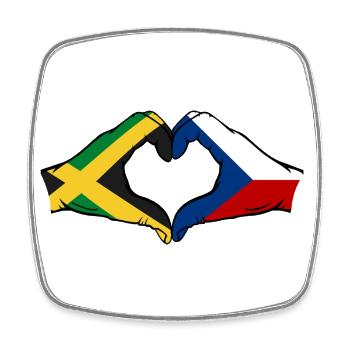 Jamaïque République tchèque Mains Forme de coeur - Magnet carré - blanc - Devant