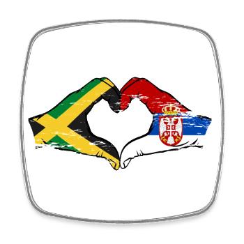 Jamaïque Serbie Mains Forme de Coeur Utilisé - Magnet carré - blanc - Devant