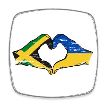 Jamaica Ukraine Hands Heart Shape Used - Square fridge magnet - white - Front
