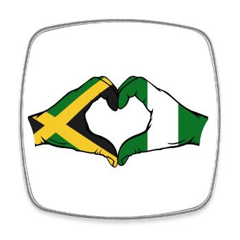 Jamaica Nigeria Hands Heart Shape - Square fridge magnet - white - Front