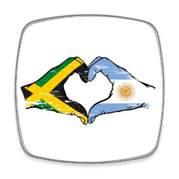 Jamaica Argentina Hands Heart Shape Used - Square fridge magnet - white - Front