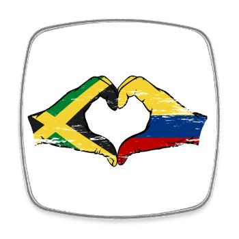 Jamaïque Colombie Mains Forme de Coeur Utilisé - Magnet carré - blanc - Devant