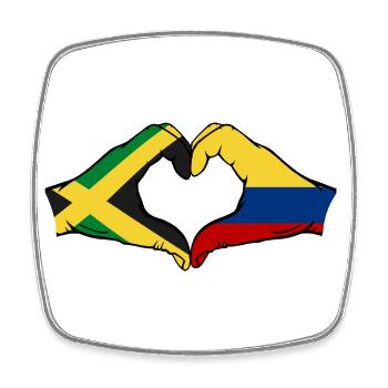 Jamaïque Colombie Mains Forme de coeur - Magnet carré - blanc - Devant