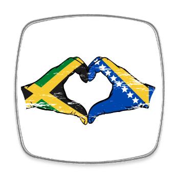 Jamaika Bosnien Hände Herzform used - Viereckiger Kühlschrankmagnet - Weiß - Vorne