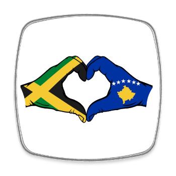 Jamaika Kosovo Hände Herzform - Viereckiger Kühlschrankmagnet - Weiß - Vorne