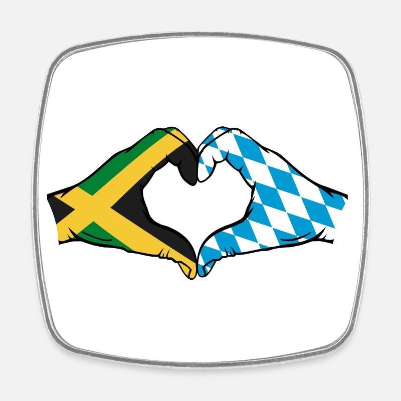 Jamaica Bavaria Hands Heart Shape - Square fridge magnet - white