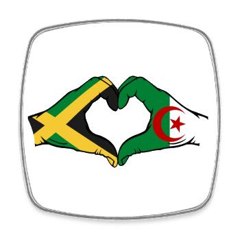 Jamaïque Algérie Mains Forme de Coeur - Magnet carré - blanc - Devant