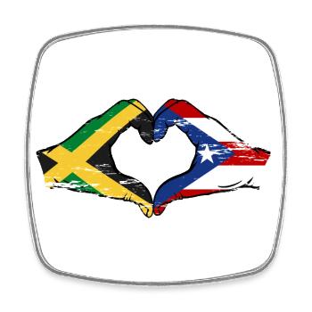 Jamaika Puerto Rico Hände Herzform used - Viereckiger Kühlschrankmagnet - Weiß - Vorne