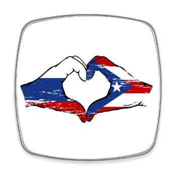Russia Puerto Rico Hands Heart Shape Used - Square fridge magnet - white - Front