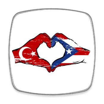 Türkei Puerto Rico Hände Herzform used - Viereckiger Kühlschrankmagnet - Weiß - Vorne