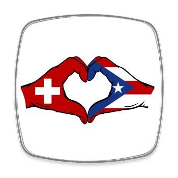 Suisse Porto Rico Mains Forme de Coeur - Magnet carré - blanc - Devant