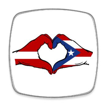 Lettland Puerto Rico Hände Herzform - Viereckiger Kühlschrankmagnet - Weiß - Vorne