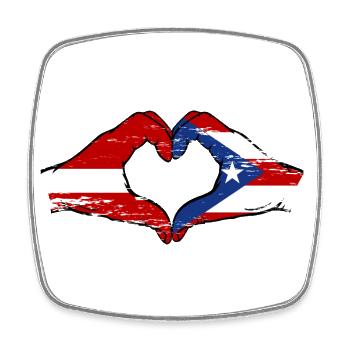 Latvia Puerto Rico Hands Heart Shape Used - Square fridge magnet - white - Front