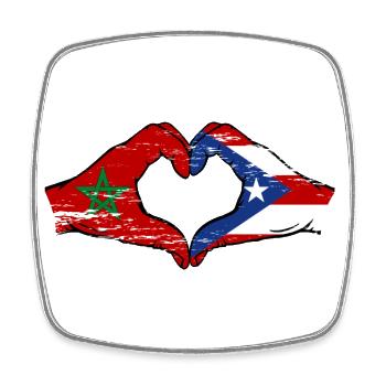 Marokko Puerto Rico Hände Herzform used - Viereckiger Kühlschrankmagnet - Weiß - Vorne