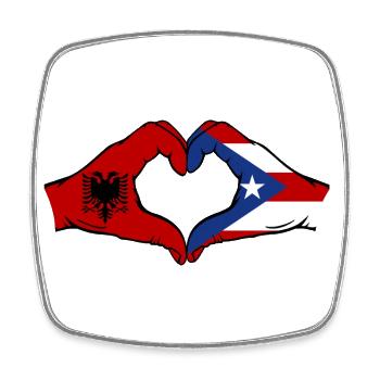 Albanien Puerto Rico Hände Herzform - Viereckiger Kühlschrankmagnet - Weiß - Vorne