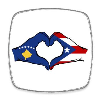 Kosovo Puerto Rico Hände Herzform - Viereckiger Kühlschrankmagnet - Weiß - Vorne