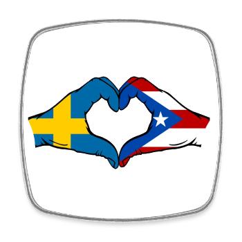 Schweden Puerto Rico Hände Herzform - Viereckiger Kühlschrankmagnet - Weiß - Vorne