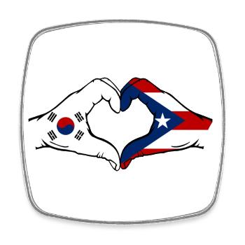 South Korea Puerto Rico Flag Hands Heart Shape - Square fridge magnet - white - Front