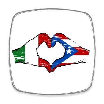 Italie Porto Rico drapeau mains forme de coeur utilisé - Magnet carré - blanc - Devant