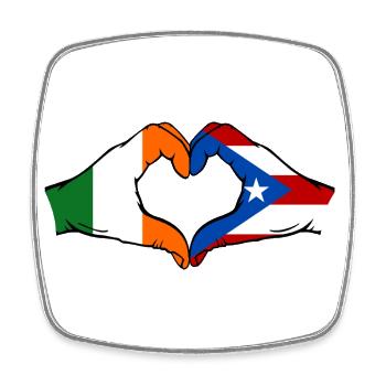 Irlande Porto Rico Drapeau Mains Coeur Forme - Magnet carré - blanc - Devant