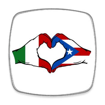 Italy Puerto Rico Flag Hands Heart Shape - Square fridge magnet - white - Front