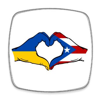 Ukraine Puerto Rico Flag Hands Heart Shape - Square fridge magnet - white - Front