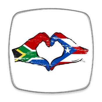 South Africa Puerto Rico Flag Hands Heart Shape Used - Square fridge magnet - white - Front