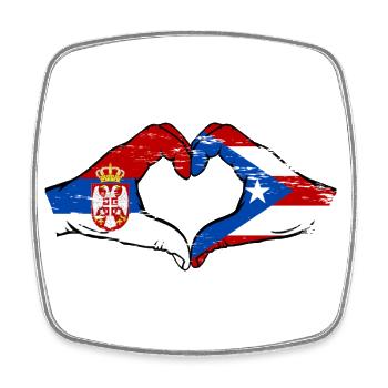 Serbien Puerto Rico Flagge Hände Herzform used - Viereckiger Kühlschrankmagnet - Weiß - Vorne
