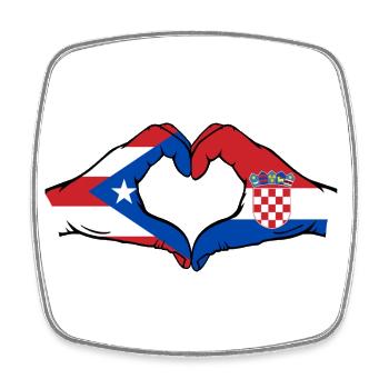 Porto Rico Croatie Drapeau Mains Coeur Forme - Magnet carré - blanc - Devant