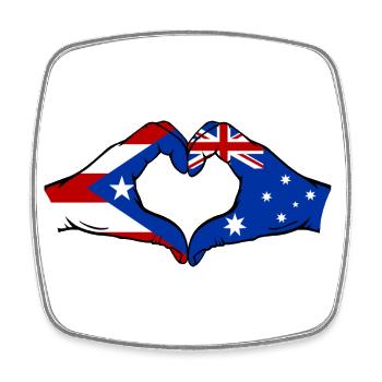 Puerto Rico Australia Flag Hands Heart Shape - Square fridge magnet - white - Front