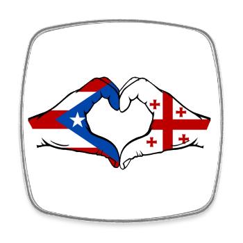 Porto Rico Géorgie Drapeau Mains Coeur Forme - Magnet carré - blanc - Devant