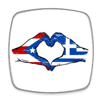 Porto Rico Grèce Drapeau Mains Coeur Utilisé - Magnet carré - blanc - Devant
