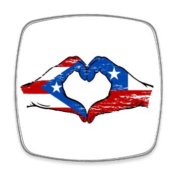 Puerto Rico Chile Flagge Hände Herzform used - Viereckiger Kühlschrankmagnet - Weiß - Vorne