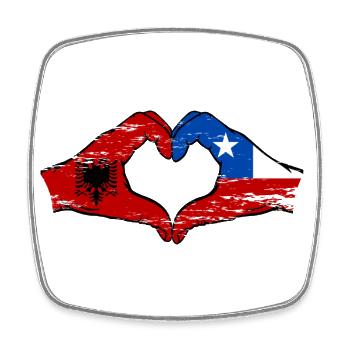 Albanie Chili drapeau mains forme de coeur utilisé - Magnet carré - blanc - Devant
