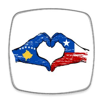 Kosovo Chile Flagge Hände Herzform used - Viereckiger Kühlschrankmagnet - Weiß - Vorne