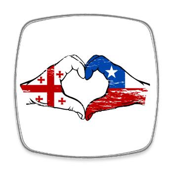 Georgien Chile Flagge Hände Herzform used - Viereckiger Kühlschrankmagnet - Weiß - Vorne