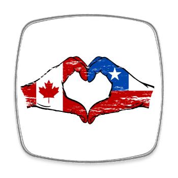 Kanada Chile Flagge Hände Herzform used - Viereckiger Kühlschrankmagnet - Weiß - Vorne