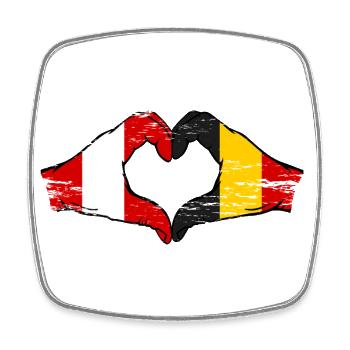 Pérou Belgique Mains Forme de coeur Utilisé - Magnet carré - blanc - Devant