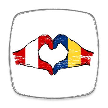 Peru Belgien Rumänien Hände Herzform used - Viereckiger Kühlschrankmagnet - Weiß - Vorne