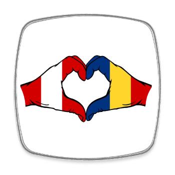 Peru Belgien Rumänien Hände Herzform - Viereckiger Kühlschrankmagnet - Weiß - Vorne
