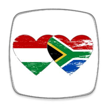 Hongrie Afrique du Sud Drapeau Mains Coeur Forme Utilisé - Magnet carré - blanc - Devant